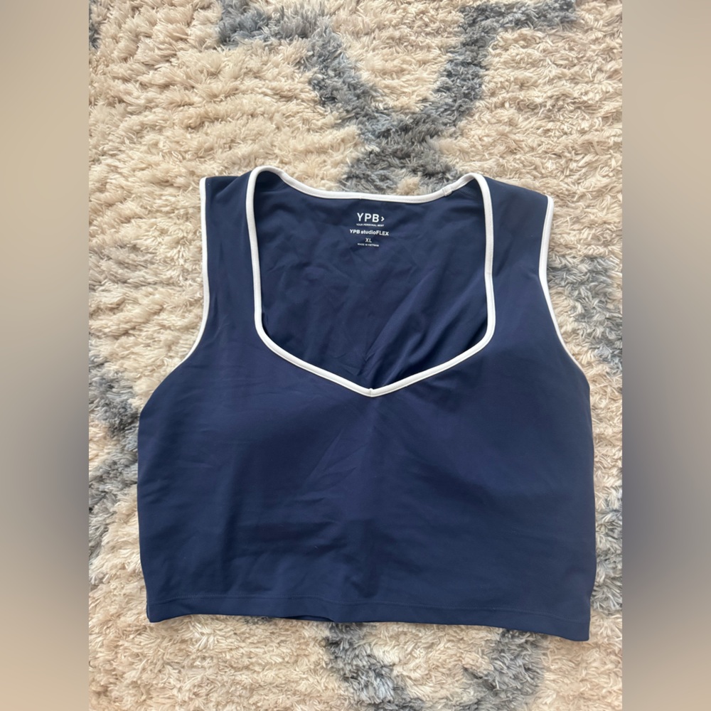 YPB StudioFLEX Portrait Tank Top in Navy Blue.